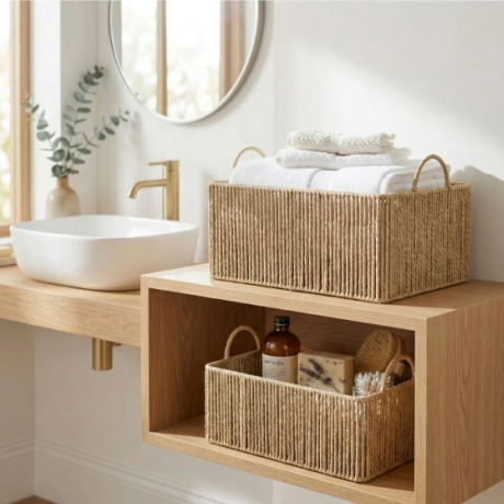 Set of 2 Paper Rope Woven Storage Baskets FYDBT-247 set of 2