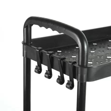3 tier rolling utility cart storage trolley with hooks and handles suppliers