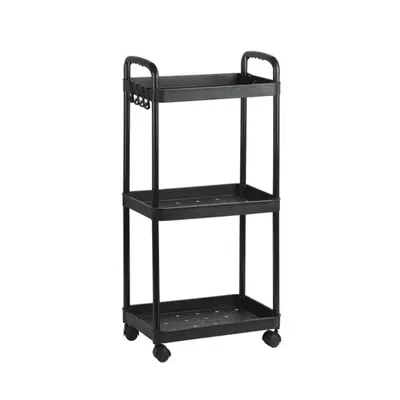 3-Tier Rolling Utility Cart Storage Trolley with Hooks and Handles
