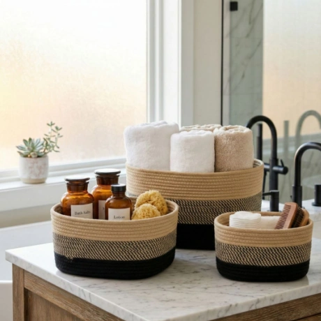 Set of 3 Cotton rope storage basket FYDBT-245 set of 3