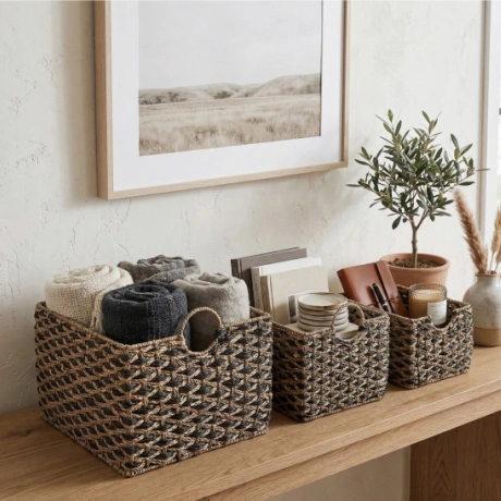 Set of 3 Two-Tone Woven Baskets FYDBT-245 set of 3