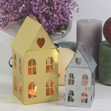 christmas village metal house ornament hanging candle holder decor in china