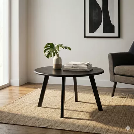 mid century modern round coffee table black metal living room centerpiece factory