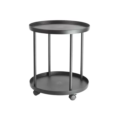 Mobile 2-Tier Storage Cart Round Sofa Side Table Organizer