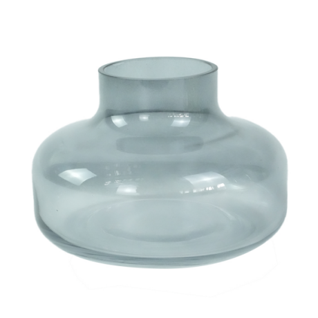 Modern Smoky Grey Low-Profile Glass Vase GV-695