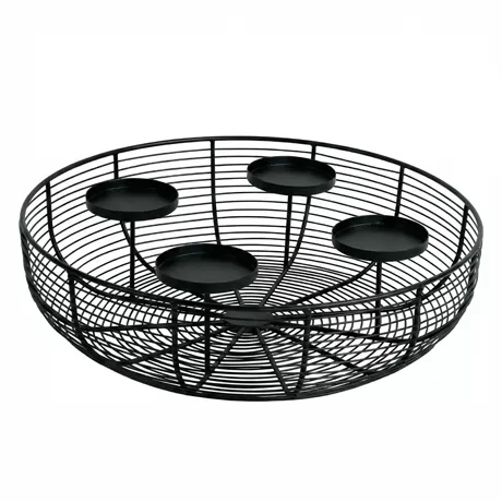 round metal wire candle holder basket centerpiece with 4 pillar stands suppliers