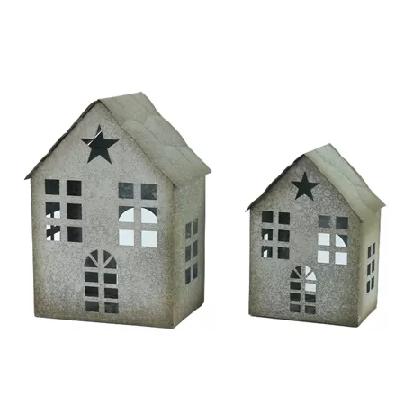 rustic iron art house candle holder with star cutout set of 2 tea light stand wholesale suppliers
