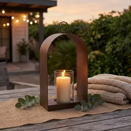 rustic metal arch lantern with glass hurricane open frame candle holder wholesale suppliers
