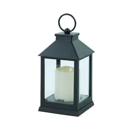 set of 2 black plastic lanterns with led candles waterproof outdoor decor wholesale manufacturers