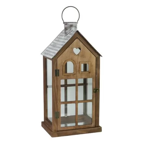 set of 2 rustic wooden house lanterns galvanized metal roof candle holder manufacturers