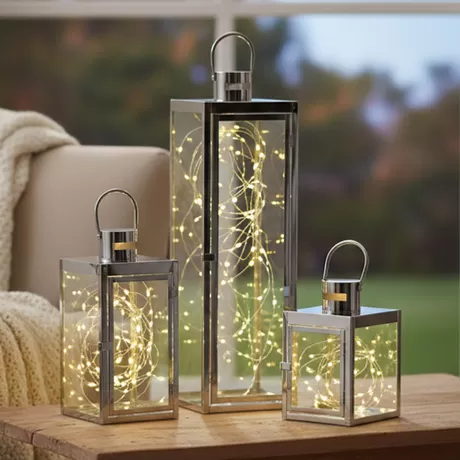 silver wedding lantern centerpiece set pre lit led string lights decor factory