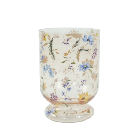 Vintage Botanical Pedestal Glass Vase GV-696