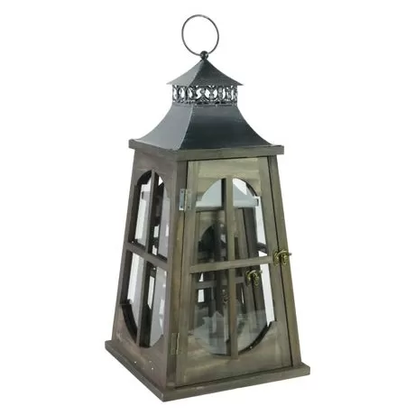 vintage brown wood floor lantern set with metal top indoor home decor suppliers