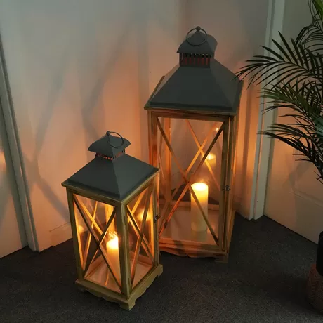 Wood Lantern ML-5417 Brown