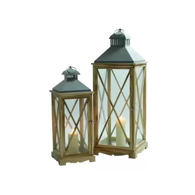 Wood Lantern ML-5417 Brown